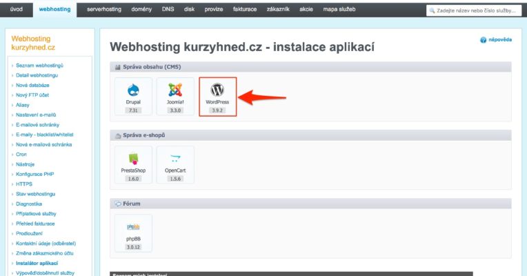 Affiliate web (06): Instalace WordPressu