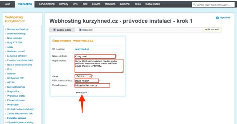Affiliate web (06): Instalace WordPressu
