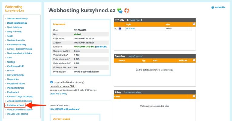 Affiliate web (06): Instalace WordPressu