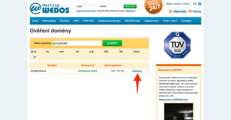 Affiliate web (04): Kupujeme doménu a webhosting