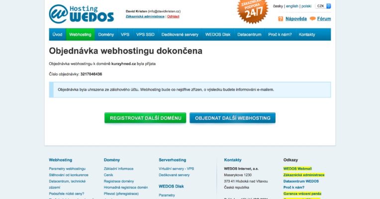 Affiliate web (04): Kupujeme doménu a webhosting