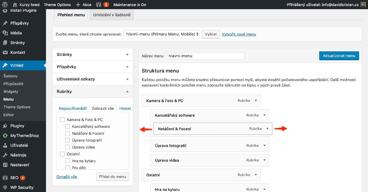 Affiliate web (14): Tvoříme menu